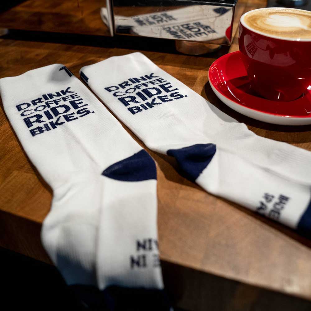 Drink Coffee Blue – Cycling Socks