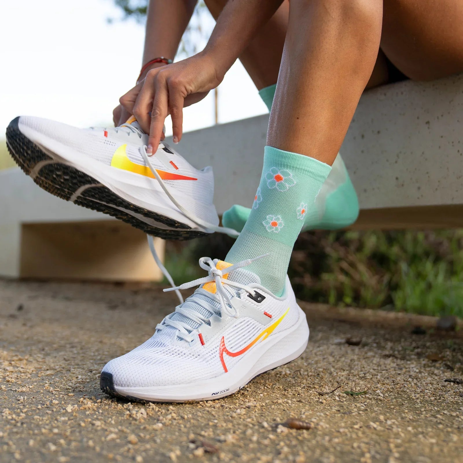Marguerite Green Run Ultralight Socks