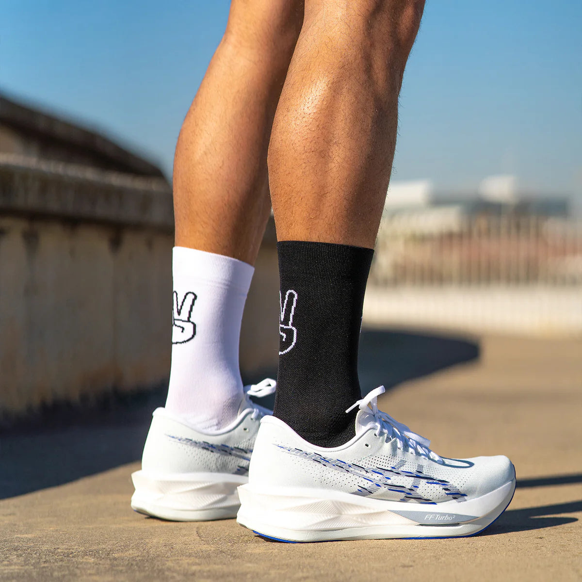 Up Black & White - Running Socks