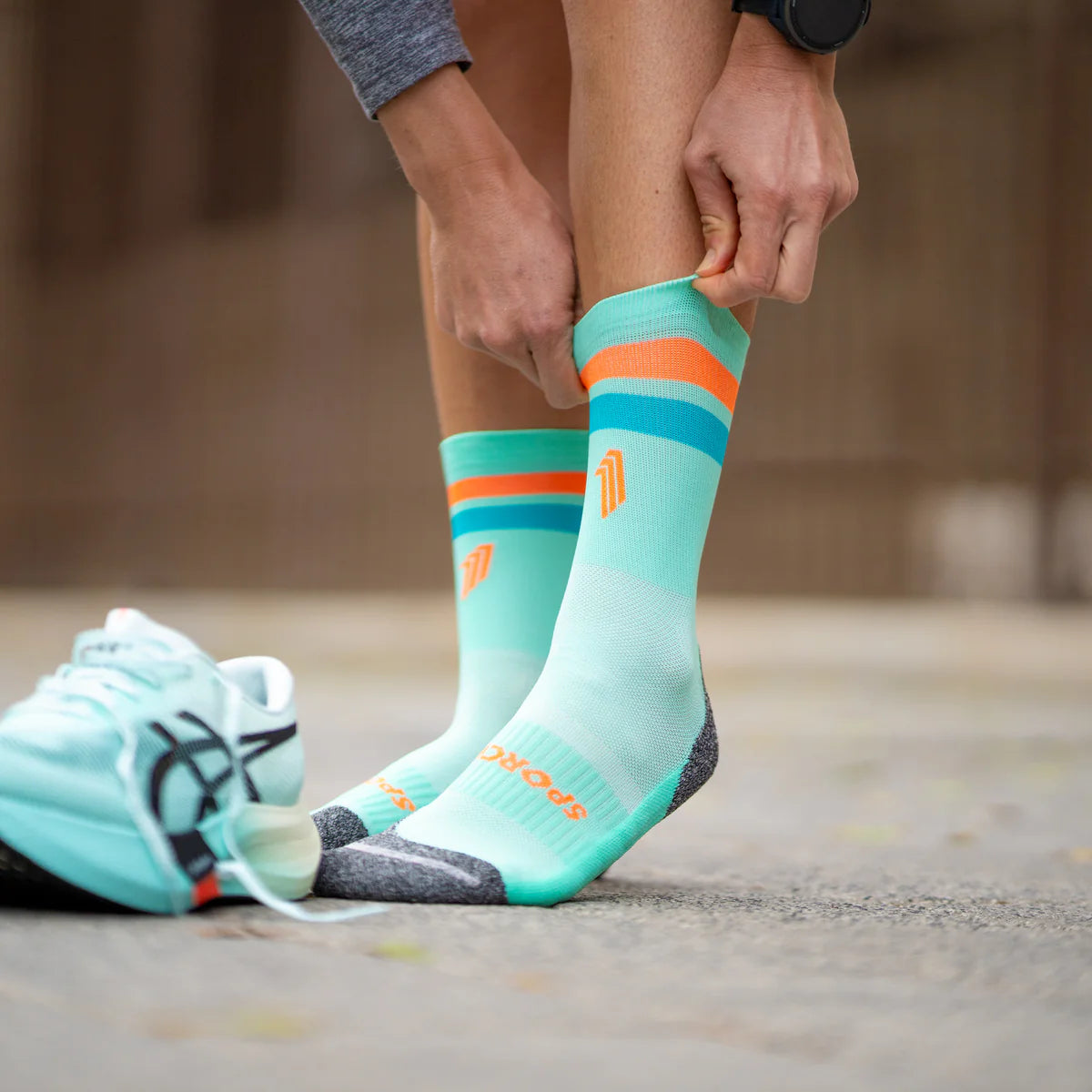 Pro Green Orange - Run Ultralight Socks