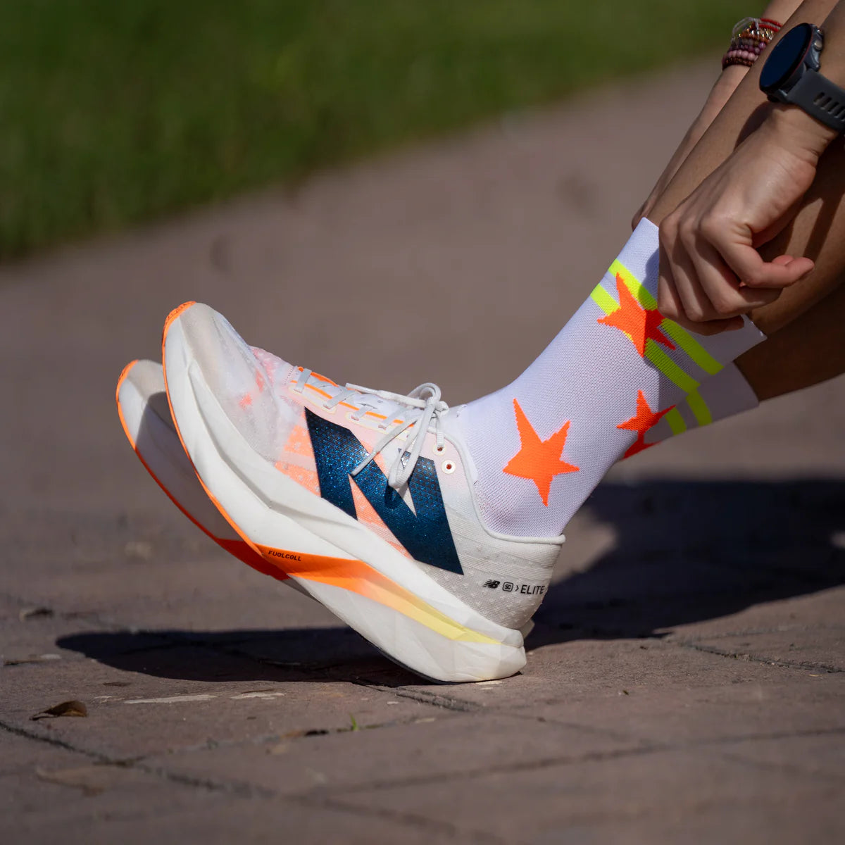 Run Star Orange - Running Socks