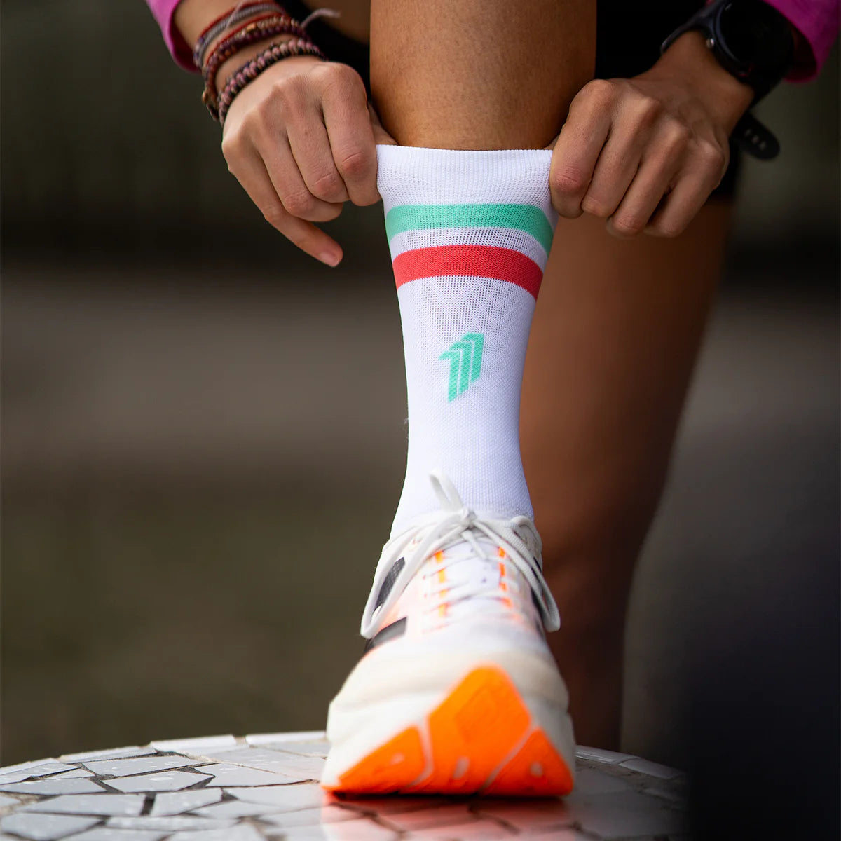 Pro White Green - Run Ultralight Socks